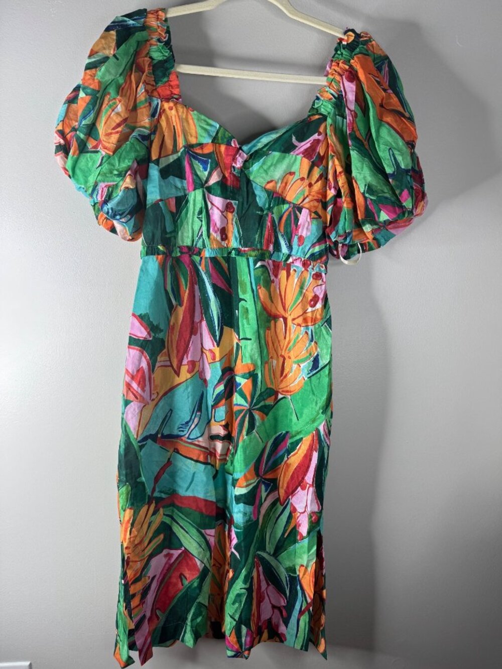 Farm Rio Banana Foliage Short Sleeve Midi Dress Size S NWT $245 - Picture 3 of 7